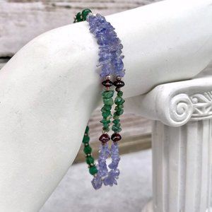 Amethyst Garnet Jade CHIP bracelet OOAK